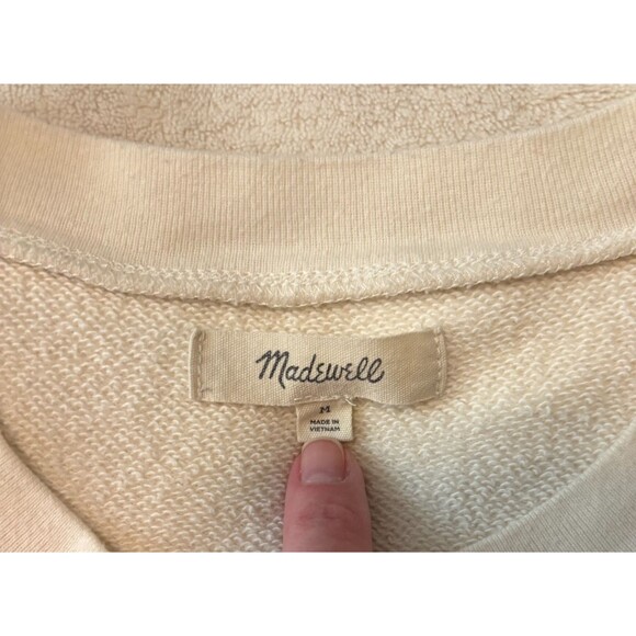 Madewell Womens Crewneck Rainbow Inset Crop Sweatshirt Cream Medium - Picture 3 of 6